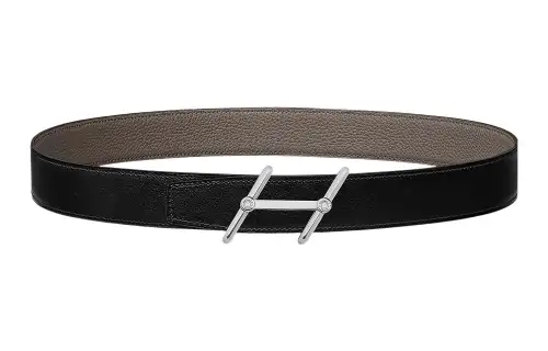 HERMES Swing Calfskin Leather Belts Men's Width 3.2cm