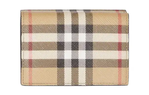 Burberry VINTAGE Smooth Leather Wallet, Card Holder, Wallet Men's Beige