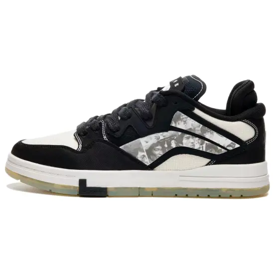 LIXIAOLONG x LiNing Wave Pro Anti Slip Wear Resistant Low Top Skateboard Shoes Men's Black White
