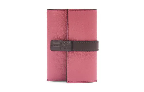 LOEWE Grain Calfskin Wallet Small Women's Plum Rose/Chocolate