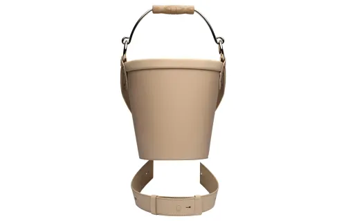 Maison Margiela Calfskin With Sheepskin Bucket Bag, One Shoulder Handbag Medium Women's Apricot