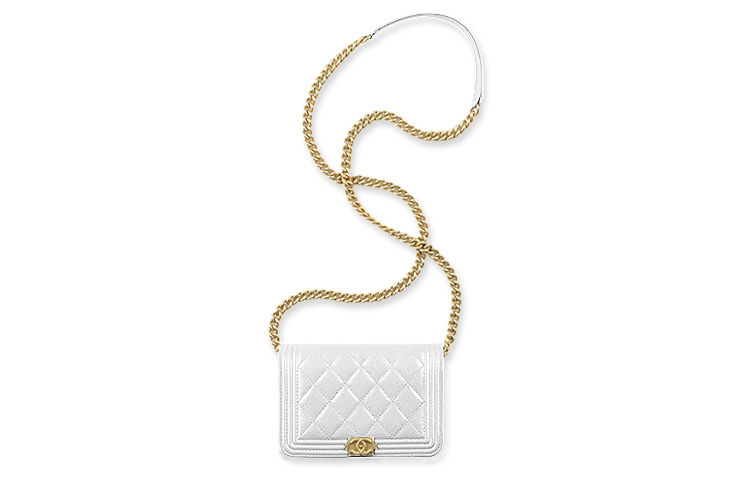 CHANEL LeboyWOC Grain Calfskin One Shoulder Crossbody Clutch Mini Women's White