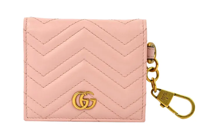 GUCCI GG Marmont Leather Wallet, Card Holder Women's Pink