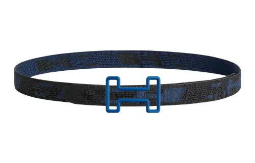 HERMES Belt Men's Blue/Black Width 3.2cm
