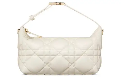 DIOR DiorTravel Cow Leather Handbag Clutch Medium Women's White