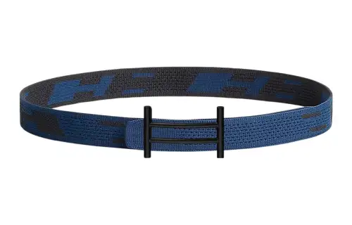 HERMES Belt Men's Blue/Black Width 3.2cm
