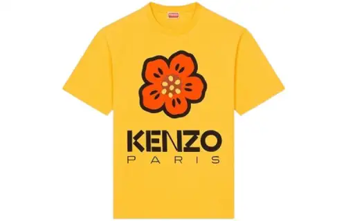 KENZO Boke Flower Series T Shirts Men's Gold Crew Neck Moderate