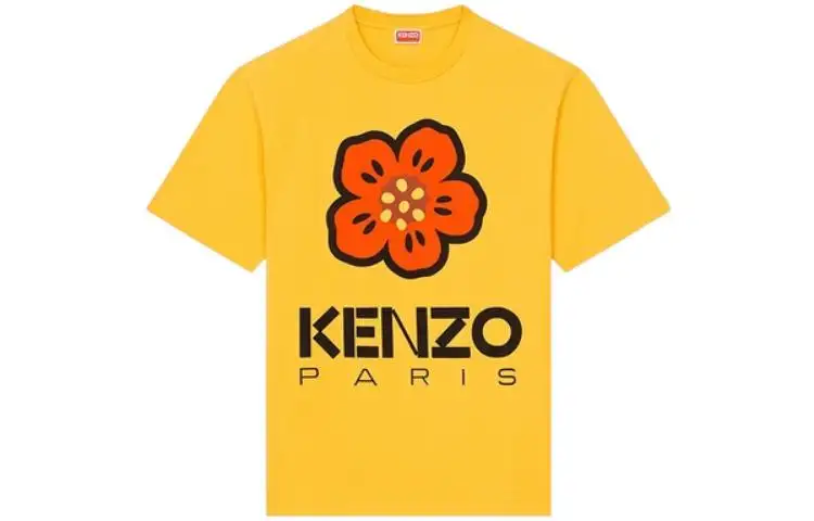 KENZO Boke Flower Series T Shirts Men's Gold Crew Neck Moderate