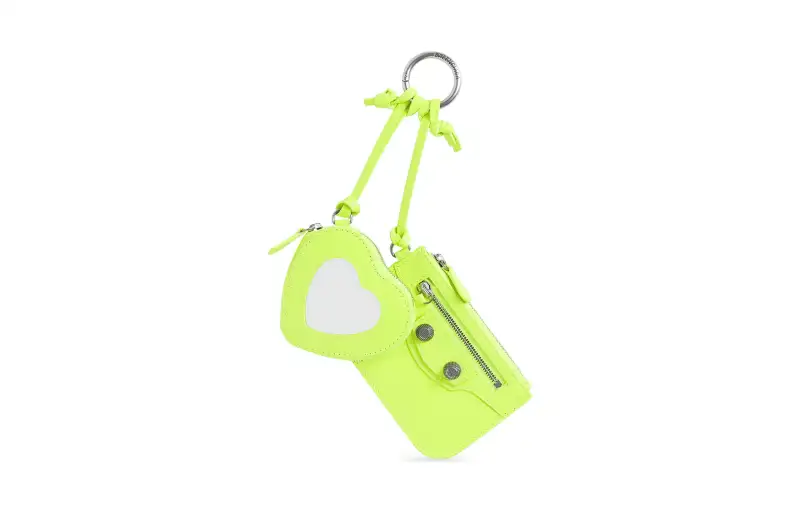 Balenciaga Le Cagole Lambskin Card Holder Card Holder Women's Neon Yellow