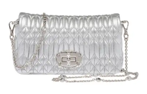 MIU MIU Soft Sheepskin Leather Crossbody Bag, Shoulder Bag Women's Silver