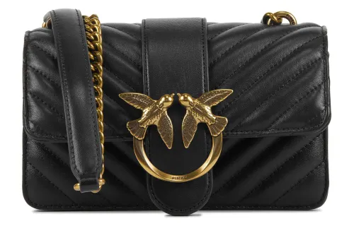 PINKO Leather Shoulder Bag, Crossbody Bag Women's Black