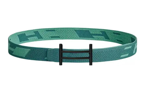 HERMES Rider Belt Men's Blue/Green Width 3.2cm