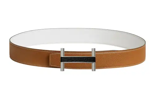HERMES Togo Cow Leather Belts Men's Gold Width 3.8cm