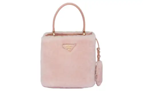 PRADA Panier Sheepskin Handbag Mini Women's Pink