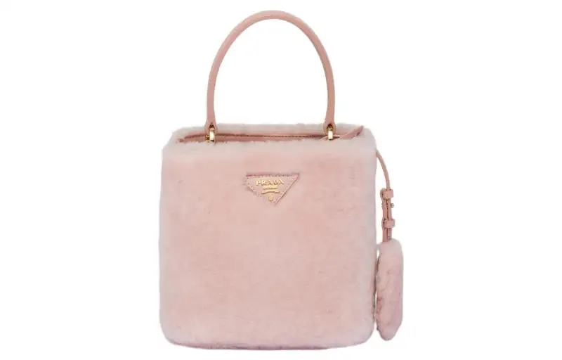 PRADA Panier Sheepskin Handbag Mini Women's Pink
