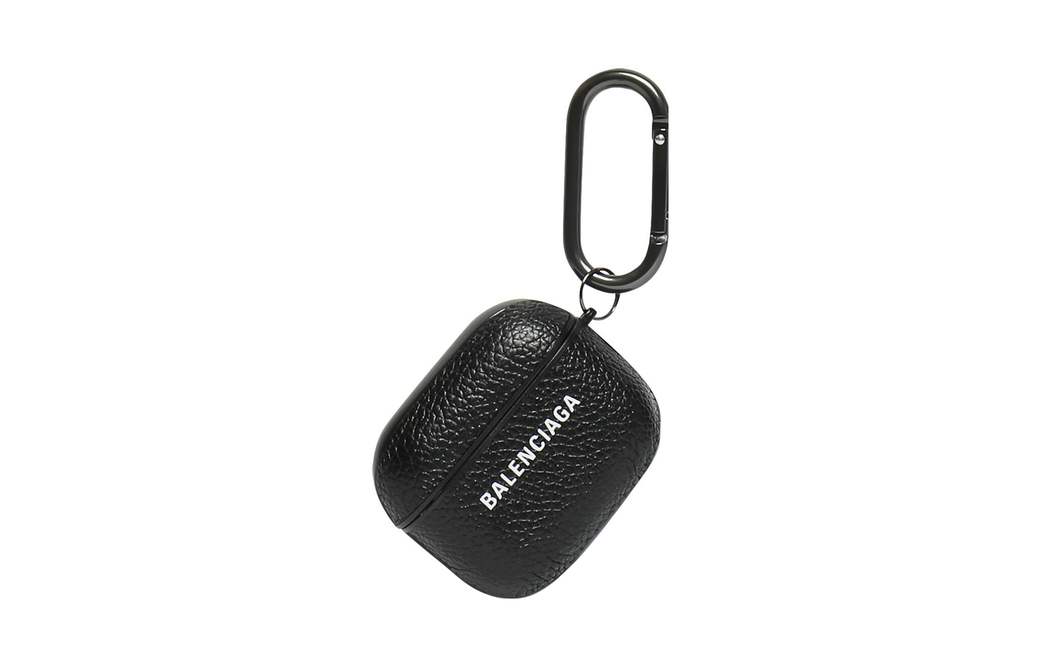 Balenciaga Cash Grained Calfskin Earphone Case Men's Black