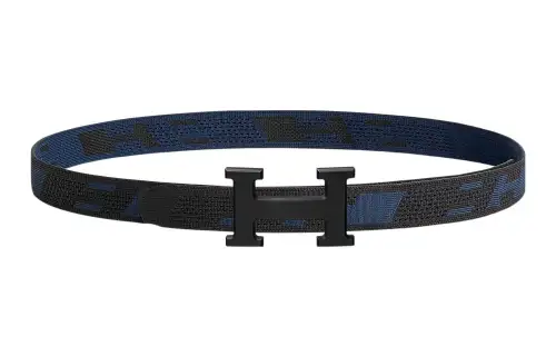 HERMES H Belt Buckle Nylon Leather Belts Men's Width 3.2cm