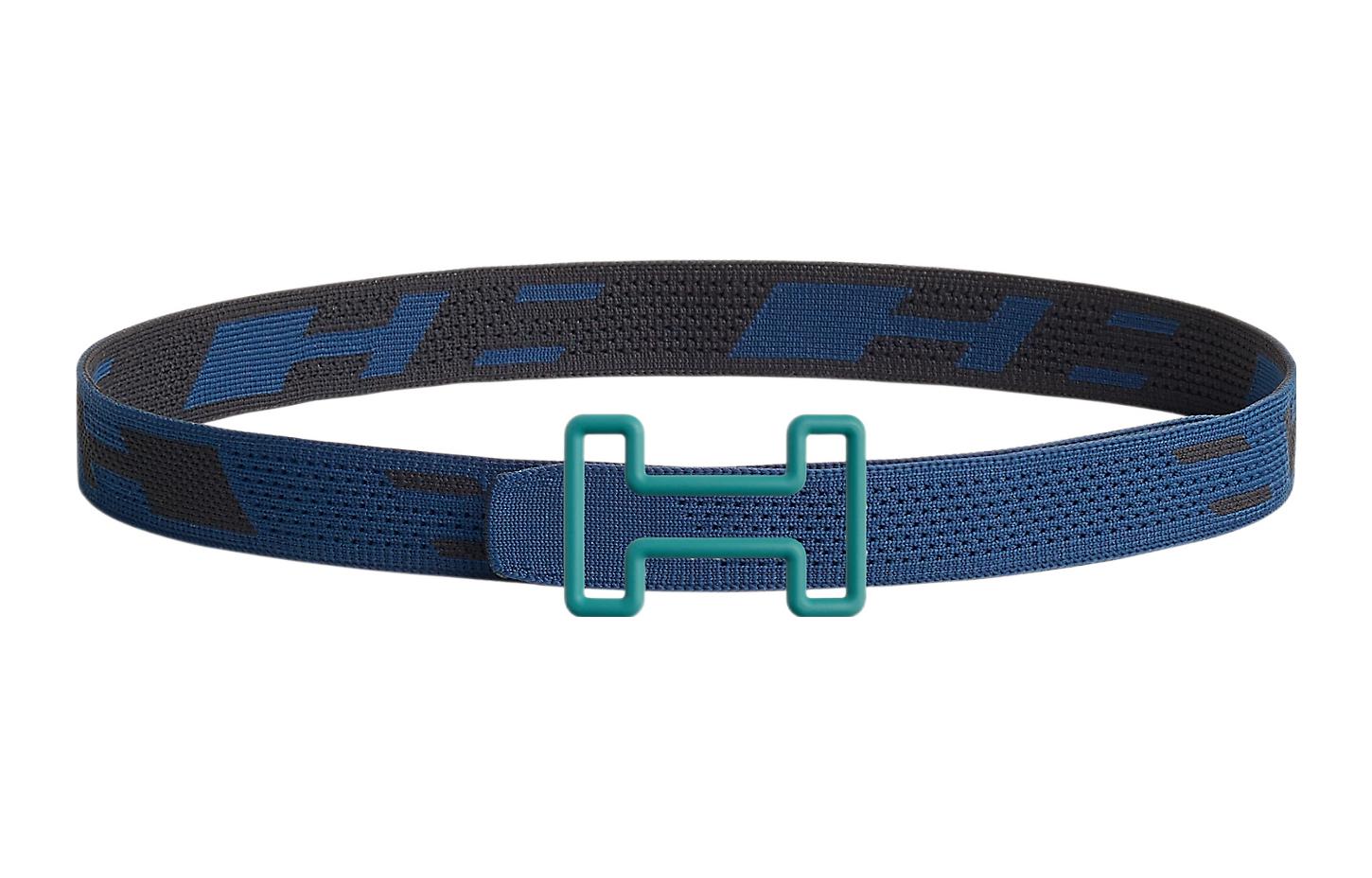 HERMES Fashionable, Comfortable, Lightweight Casual Sports Smooth Blue Buckle, Nylon Belt Men's Blue Width 3.2cm