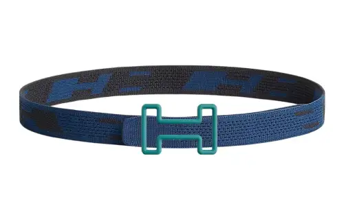 HERMES Fashionable, Comfortable, Lightweight Casual Sports Smooth Blue Buckle, Nylon Belt Men's Blue Width 3.2cm