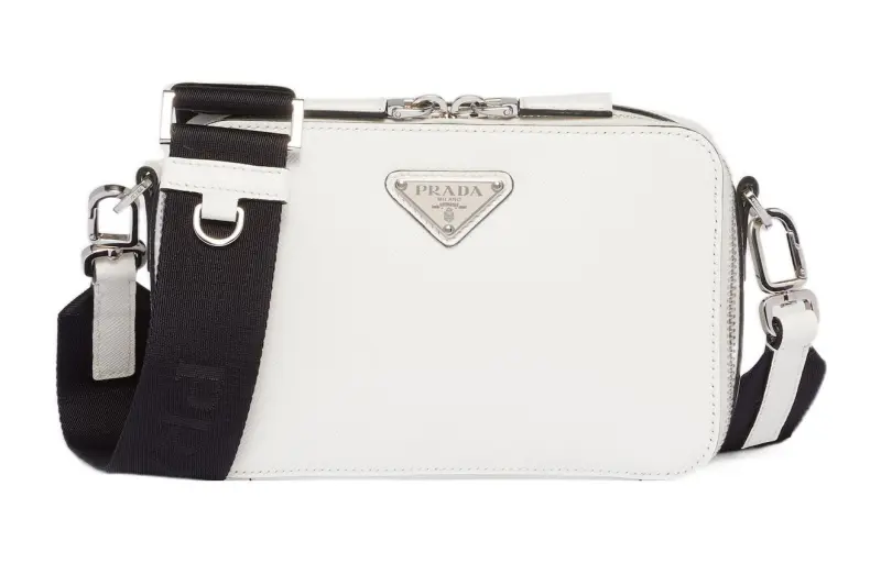 PRADA Brique Leather Shoulder Bag, Crossbody Bag Men's White