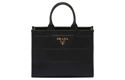 PRADA Medium Leather Symbole Bag With Topstitching Black