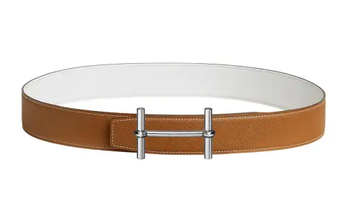 HERMES H D'Ancre Calfskin Leather Belts Men's Width 3.8cm