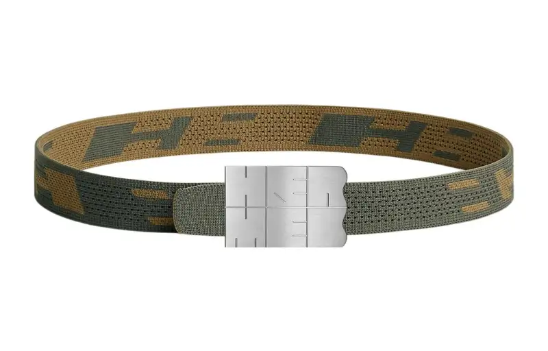 HERMES Belt Men's Brown/Green Width 3.2cm