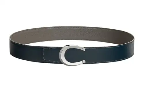 HERMES Double Sided Cow Leather Belts Men's Width 3.8cm