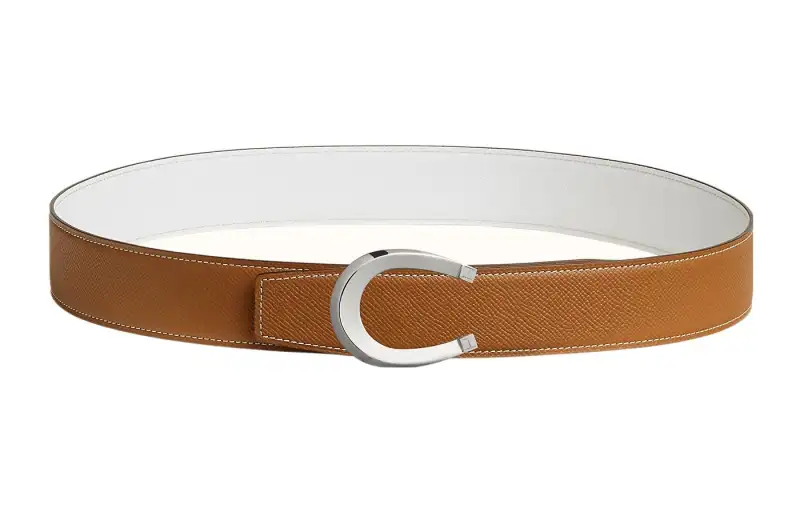 HERMES Cow Leather Belts Men's Width 3.8cm
