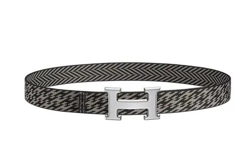 HERMES Nylon Leather Belts Men's Width 3.2cm
