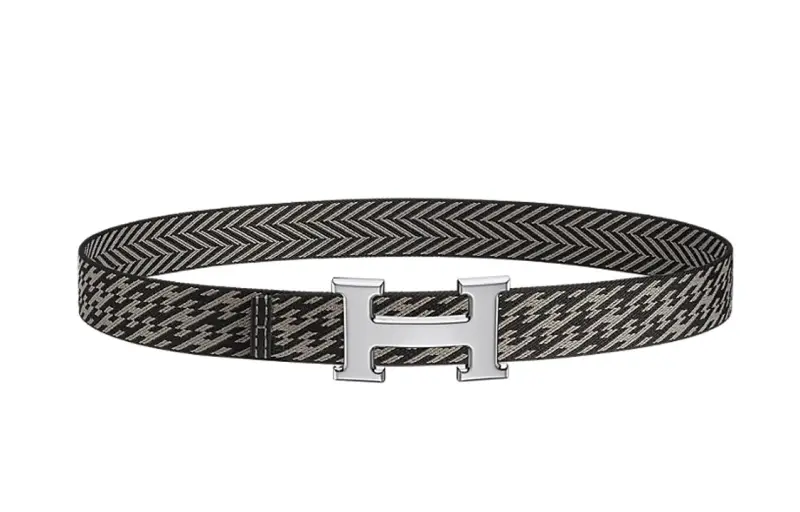 HERMES Nylon Leather Belts Men's Width 3.2cm