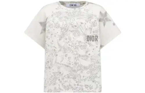 DIOR T Shirts Men's White Crew Neck Moderate Straight Fit