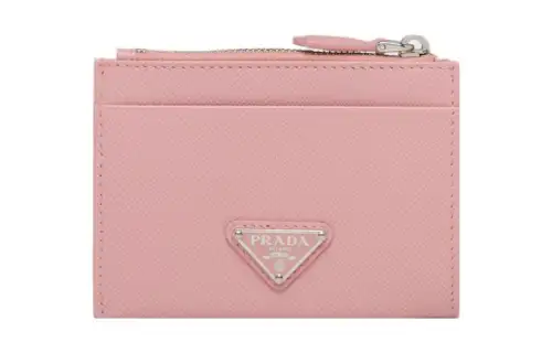PRADA Saffiano Leather Card Holder Card Holder Women's Peach Pink