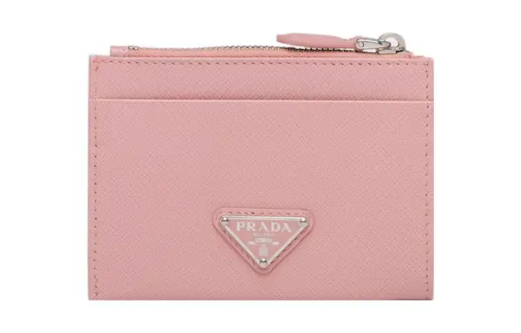 PRADA Saffiano Leather Card Holder Card Holder Women's Peach Pink