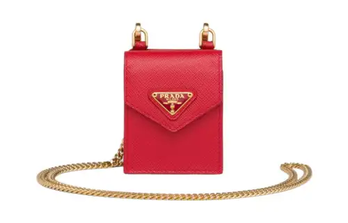 PRADA Saffiano Leather Earphone Case Women's Red