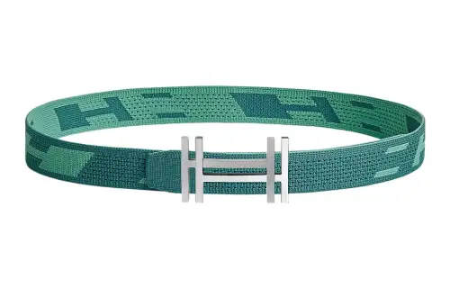 HERMES Nylon Leather Belts Men's Collegiate Blue/Jasper Width 3.2cm