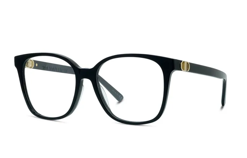 DIOR Plate Frame Square Prescription Glasses Unisex Black