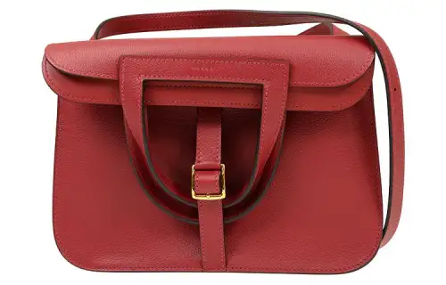 HERMES Halzan Evercolor Calfskin Horse Hoof Bag, Handbag, Shoulder Bag Women's K1 Rouge Grenade Garnet Red