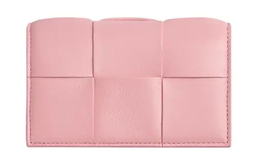 Bottega Veneta Sheepskin With Cow Leather Card Holder Women's Pink
