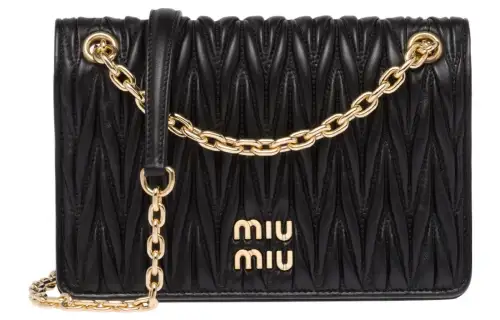 MIU MIU Matelassé Soft Sheep Leather Crossbody Bag, Shoulder Bag Women's Black