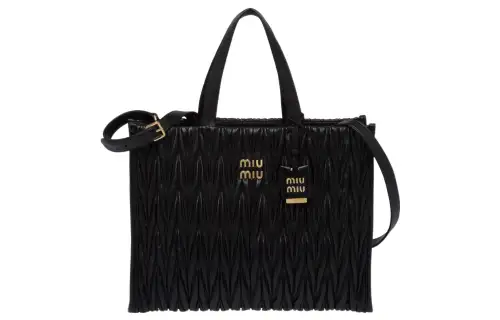 MIU MIU Sheepskin Shoulder Bag, Crossbody Bag, Handbag Large Women's Black