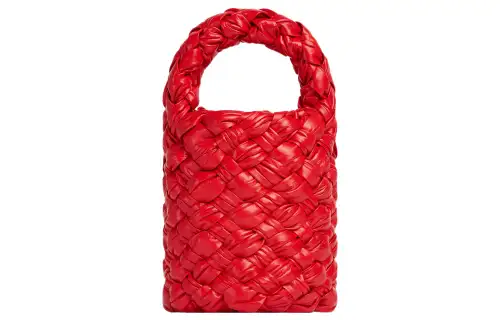 Bottega Veneta Kalimero Cow Leather Bucket Bag, Shoulder Bag, Crossbody Bag, Handbag Mini Women's Red