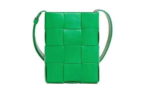 Bottega Veneta Cow Leather One Shoulder Crossbody Cell Phone Pouch Men's Parrot Green/Black