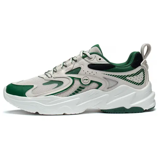 LiNing Meteor Cushioning Anti-Slip And Wear-Resistant Low-Top Running Shoes Oat Gray Spruce Green