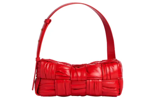Bottega Veneta CASSETTE Leather Handbag, Shoulder Bag Women's Red