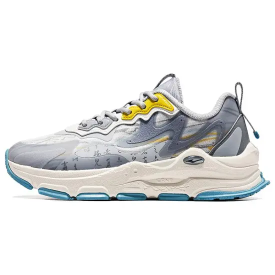 Erke Casual Shoes Men Low-Top Gray Blue