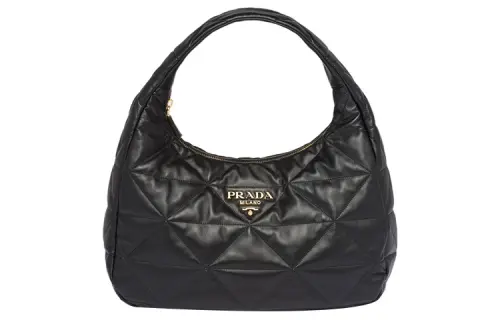 PRADA Soft Sheepskin Leather Handbag Large Women's Black