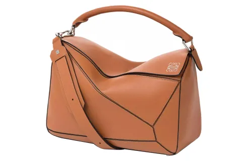LOEWE Puzzle Calfskin Geometric Bag/Puzzle Bag/Portable Crossbody Bag/Shoulder Bag Large Men's Brown/Caramel