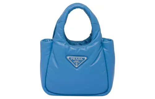 PRADA Soft Sheepskin Leather Handbag Mini Women's Blue