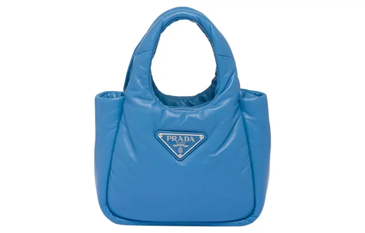 PRADA Soft Sheepskin Leather Handbag Mini Women's Blue